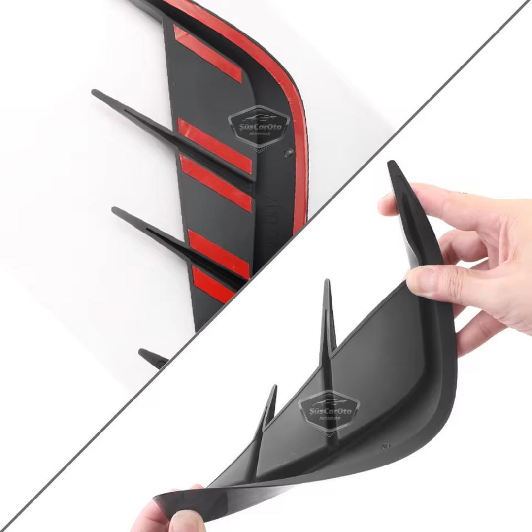 Üniversal Her Araca Uyumlu Piano Black Esnek Tampon Kaput Çamurluk Venti Izgarası Spor Görünümlü 1.Sınıf İthal Sağ Sol 2 Adet image 3