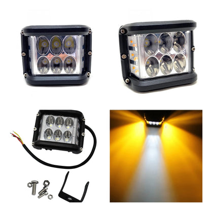 Off Road Led Lamba Delici Yayıcı Beyaz Turuncu Flaşlı Kare Sis Farı Projektör 45W 12 Led Metal Arazi Çalışma Lambası 1 Adet image 5