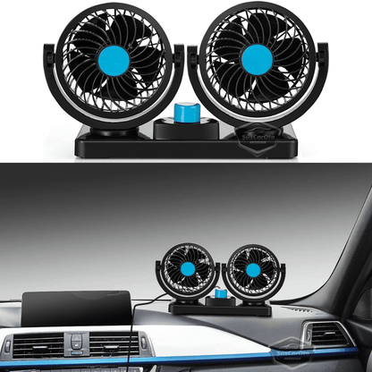 Üniversal Oto Ofis Araç İçi Torpido Üstü Vantilatör Çift Başlıklı Çakmaklık Girişli 2 Kademeli Soğutucu Fan 360° Dönebilen Ultra Sessiz Araç Fanı 12V Mavi image 8