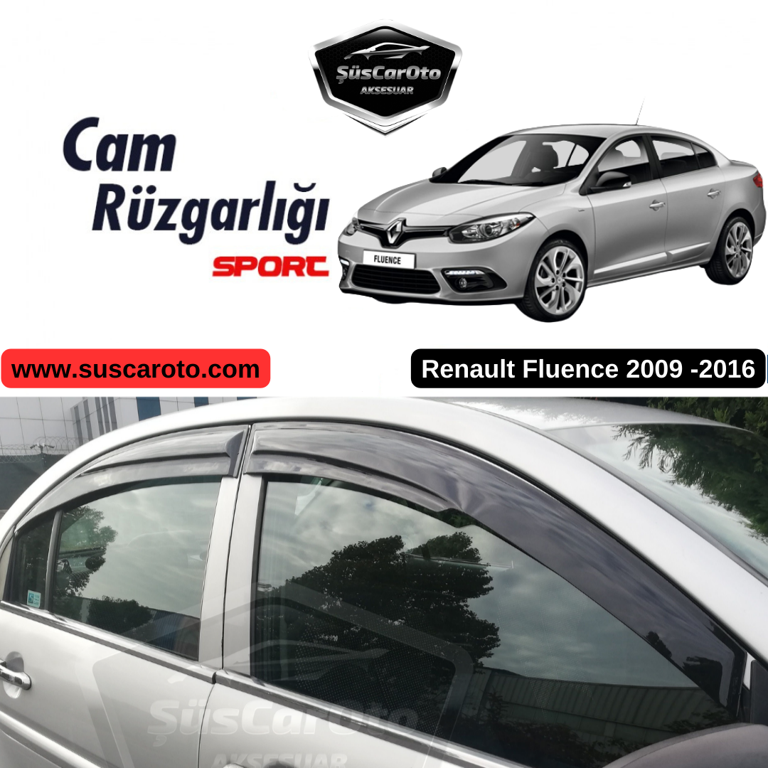Renault Fluence 2009-2016 Uyumlu Mugen Cam Rüzgarlığı Seti Piano Black 4'lü İthal image 0