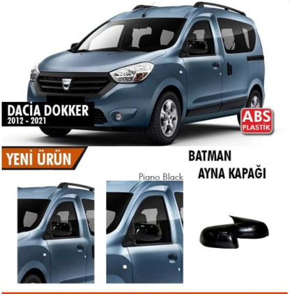 Dacia Dokker 2012-2021 Batman Yarasa Ayna Kapağı Piano Black ABS Plastik image 0