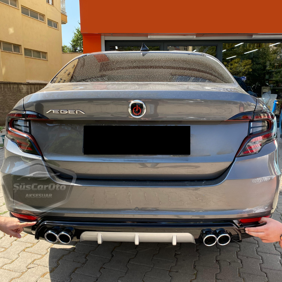 Fiat Egea Sedan 2015 Sonrası Araca Özel Piano Black Arka Difüzör 4 Krom Egzoz Çıkışlı Parlak Siyah Arka Tampon Eki İthal 1.Sınıf image 6