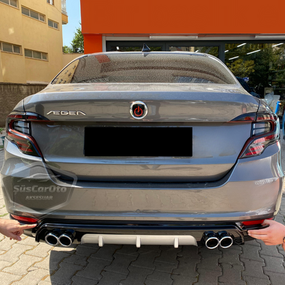 Fiat Egea Sedan 2015 Sonrası Araca Özel Piano Black Arka Difüzör 4 Krom Egzoz Çıkışlı Parlak Siyah Arka Tampon Eki İthal 1.Sınıf image 6