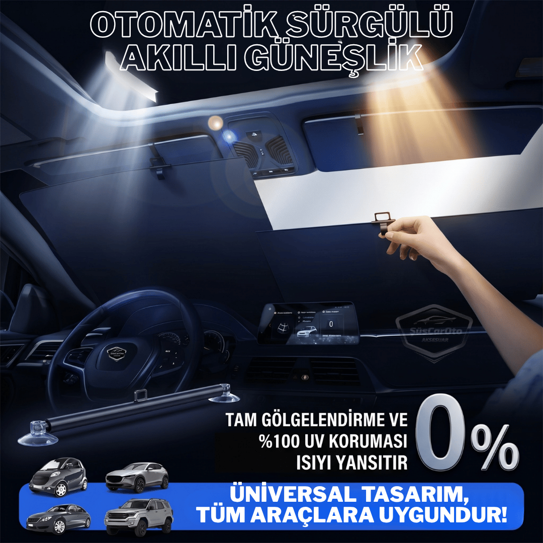 Universal Oto Katlanır Stor Perde Güneşlik Ön Arka Cam Gölgelik Otomatik Sürgülü Yeni Nesil Güneş Koruyucu Oto Araba Suv Tır 73 cm x 105 cm 2 Adet image 8
