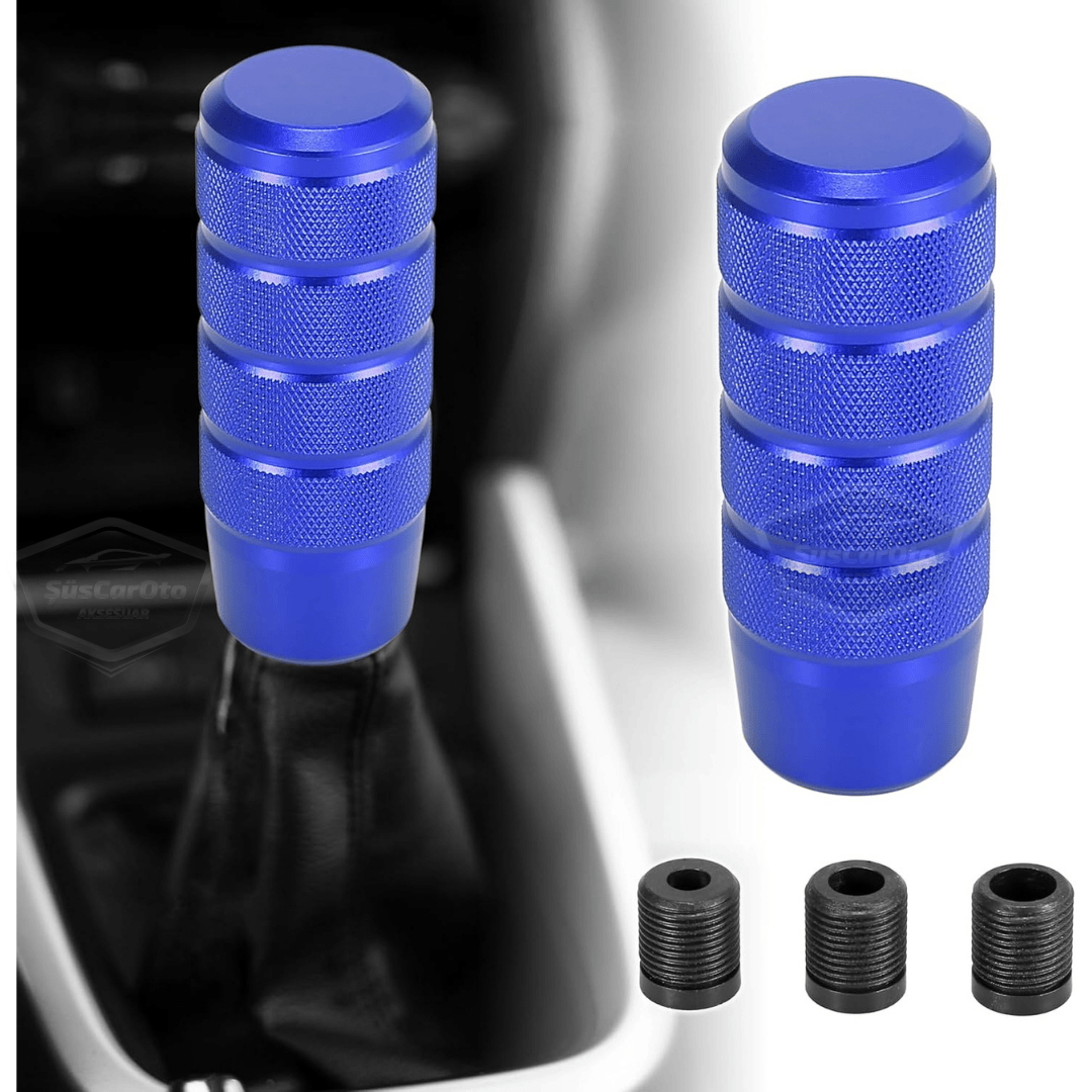 Üniversal 9.5 cm JDM Metal Spor Görünümlü Vites Topuzu Aparatlı Alüminyum Alaşım Otomatik-Manuel Yarış Vites Kolu Mavi image 0