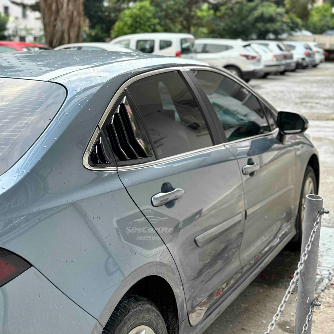 Toyota Corolla 2018 Sonrası E210 Uyumlu Kelebek Cam Izgarası Kelebek Cam Vizörü İthal Havalandırma Sağ Sol Takım Parlak Siyah 1.Sınıf image 7