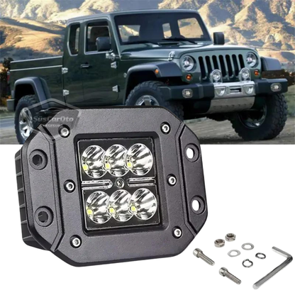 Gömme Tip Beyaz 6 Led Araç Motosiklet Off Road Led Lamba Delici Yayıcı Projektör 18W Metal Sis Arazi Çalışma Lambası 12v-24v 1 Adet image 0
