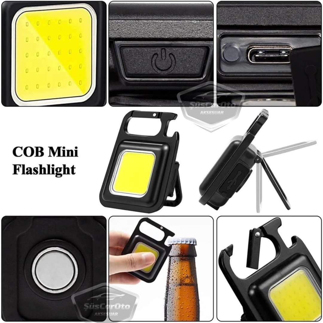 30 Ledli Mini El Feneri 4 Modlu Flash Çok Amaçlı Anahtarlık Su Geçirmez Şarjlı Mıknatıslı Led Işık Fonksiyonel Kamp Cep Işığı 1000 Lümen image 1