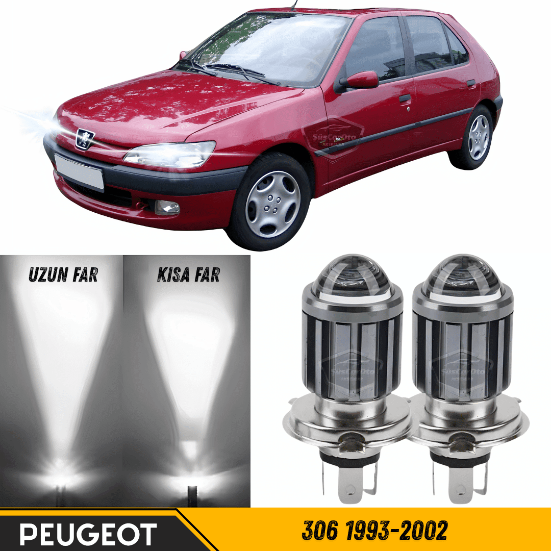 Peugeot 306 1993-2002 Uyumlu Mercekli Far Ampulü Led Xenon Beyaz Renk Far Şimşek Etkili CSP Led Lamba Uzun Kısa 2 Adet Takım image 0