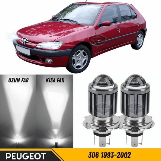 Peugeot 306 1993-2002 Uyumlu Mercekli Far Ampulü Led Xenon Beyaz Renk Far Şimşek Etkili CSP Led Lamba Uzun Kısa 2 Adet Takım image 0