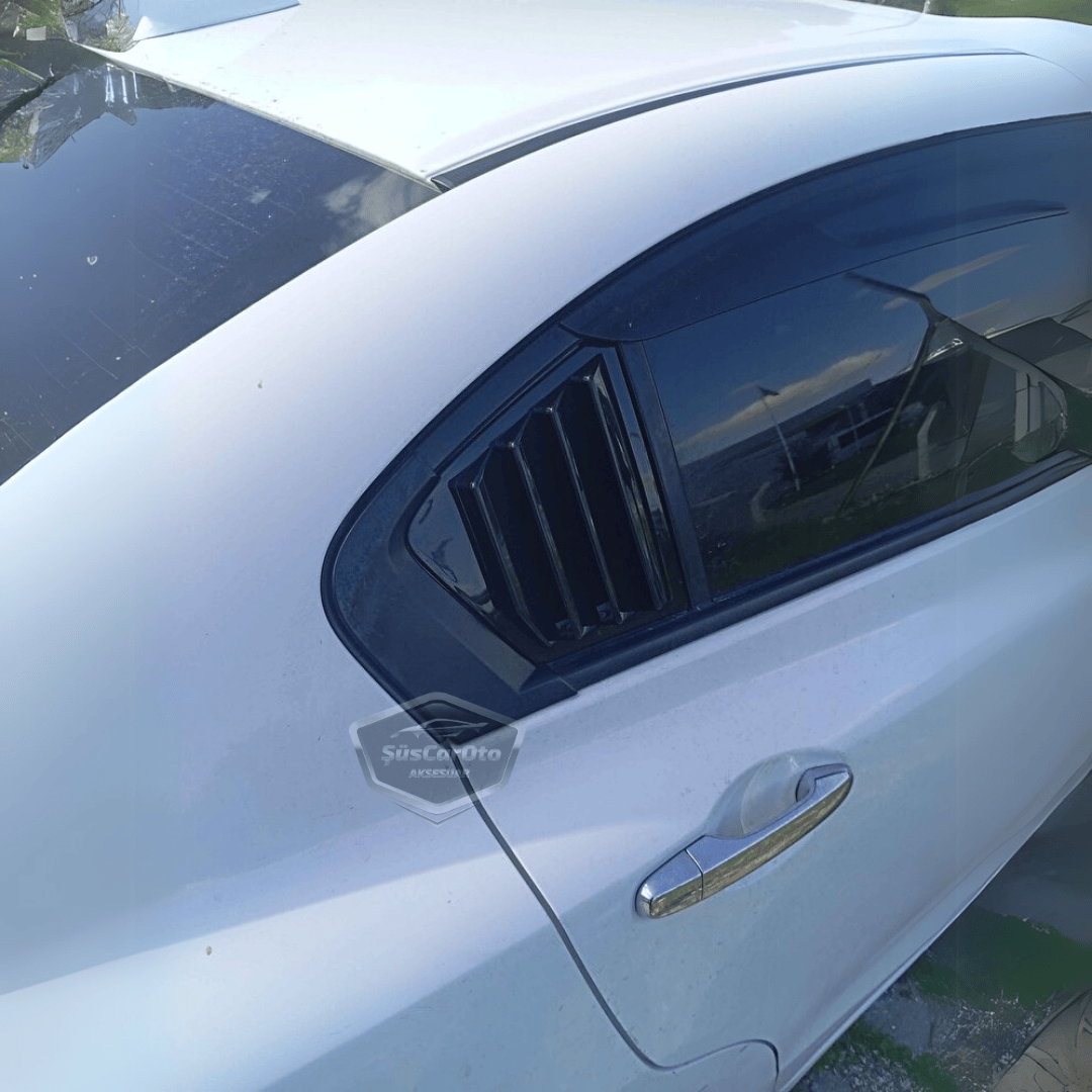 Honda Civic FB7 2012-2016 Uyumlu Kelebek Cam Izgarası Kelebek Cam Vizörü Havalandırma Sağ Sol Takım Parlak Siyah image 4