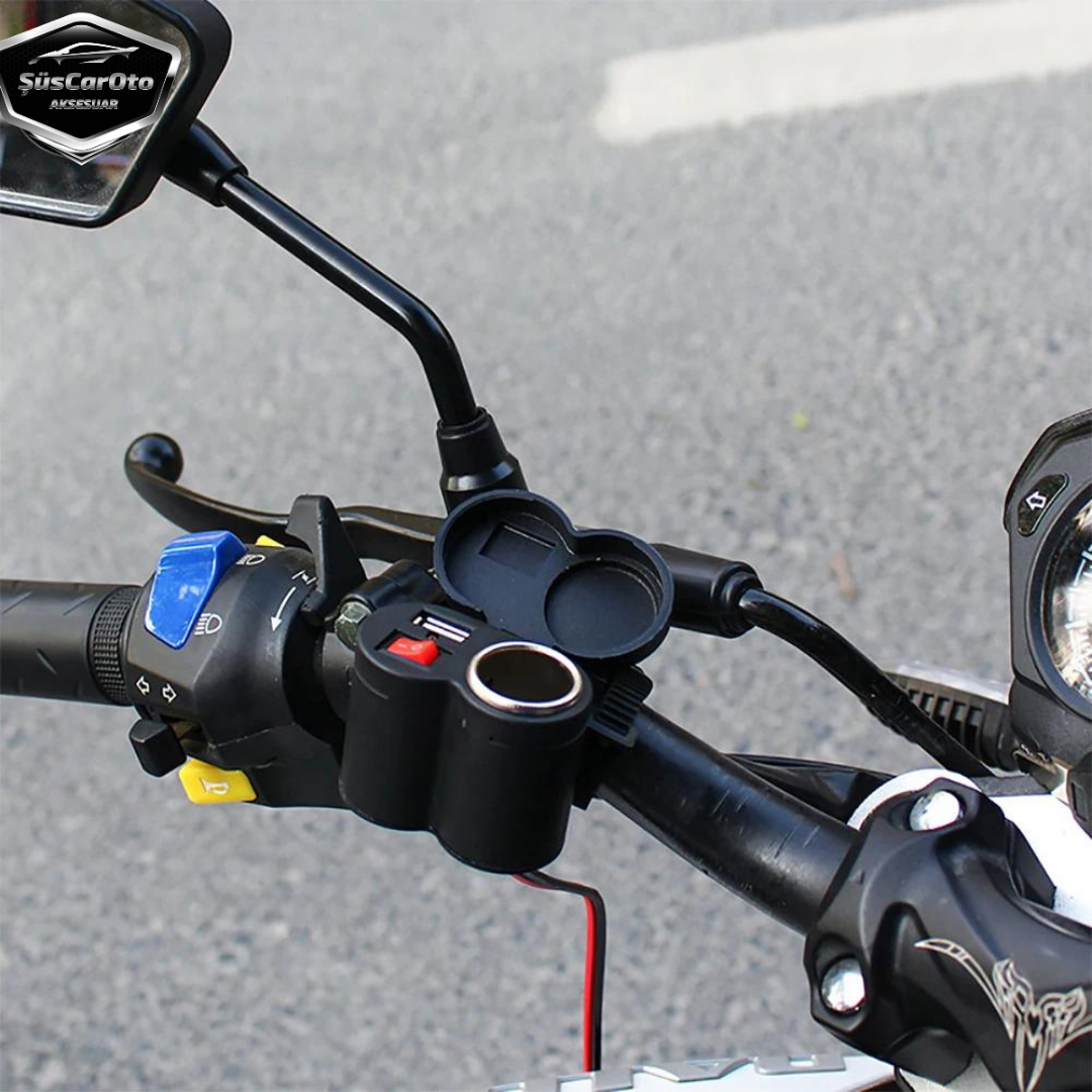 Motosiklet Atv Elektrikli Bisiklet Jetski 12-45V Çakmaklık/USB Şarj Soketi Su Geçirmez Gidon Montaj Çok Fonksiyonlu USB Şarj Cihazı image 5