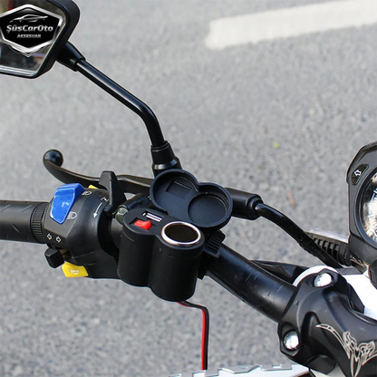Motosiklet Atv Elektrikli Bisiklet Jetski 12-45V Çakmaklık/USB Şarj Soketi Su Geçirmez Gidon Montaj Çok Fonksiyonlu USB Şarj Cihazı image 5