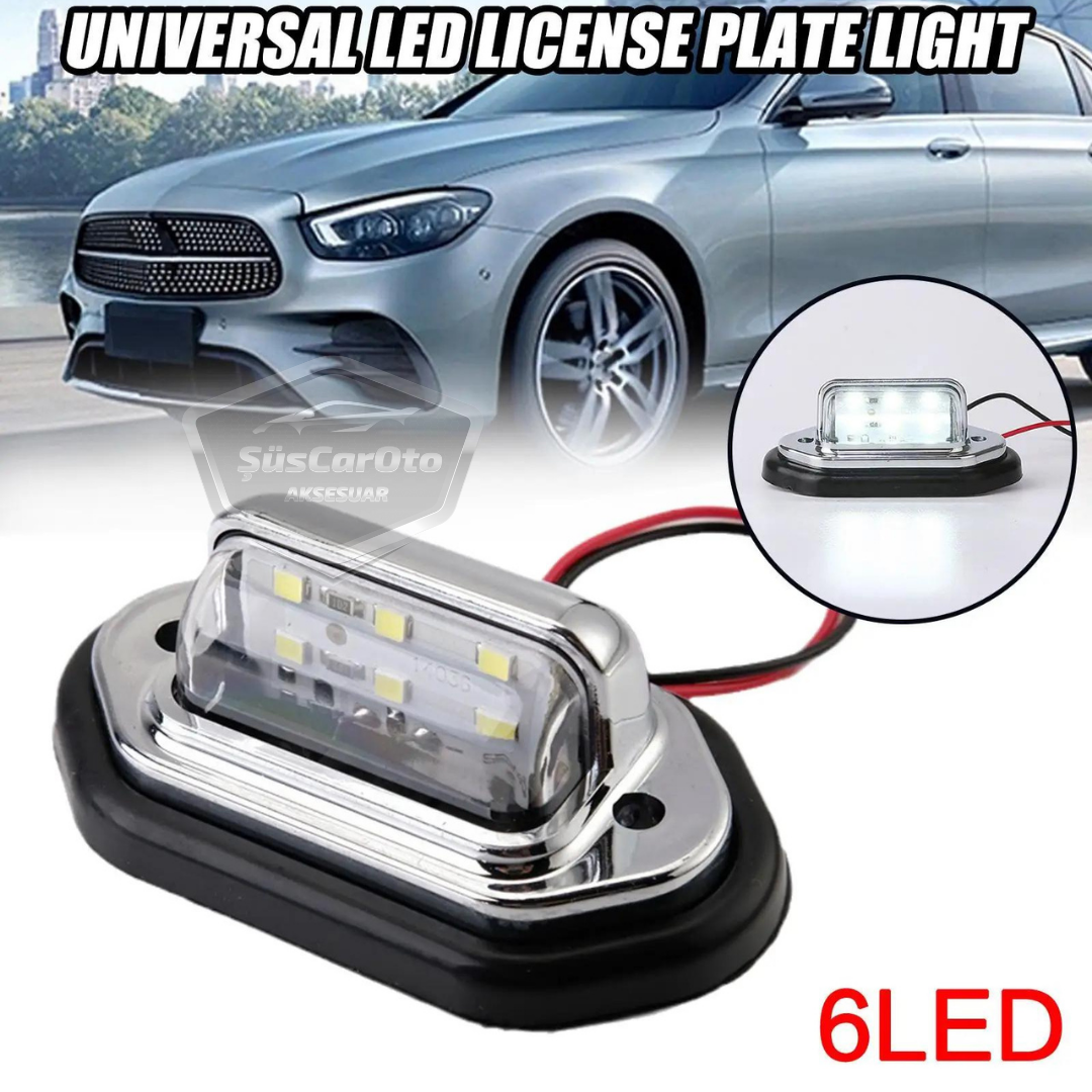 Üniversal Plaka Lambası 6 Led Güçlü Işık Su Geçirmez Krom Araç Plaka Işığı Ultra Parlak Oto Aydınlatma 12/24V 2 Adet image 5