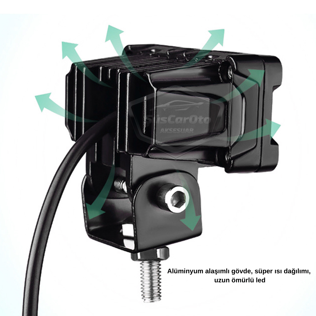 Robot Sis Farı Çift Renk Sarı-Beyaz Araç Motosiklet Off Road Led Lamba Çift Gözlü Projektör 50W Metal Arazi Çalışma Lambası 1 Adet image 4