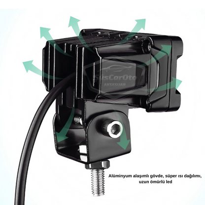 Robot Sis Farı Çift Renk Sarı-Beyaz Araç Motosiklet Off Road Led Lamba Çift Gözlü Projektör 50W Metal Arazi Çalışma Lambası 1 Adet image 4