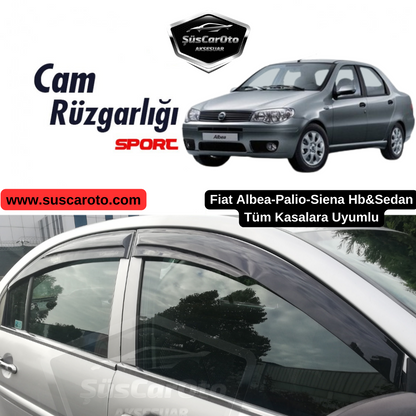 Fiat Albea Palio Siena Hb&amp;Sedan Uyumlu Mugen Cam Rüzgarlığı Seti Piano Black 4'lü İthal image 0