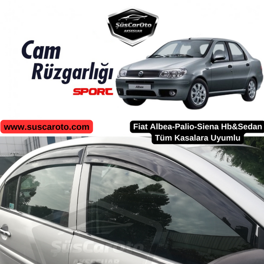 Fiat Albea Palio Siena Hb&amp;Sedan Uyumlu Mugen Cam Rüzgarlığı Seti Piano Black 4'lü İthal image 0