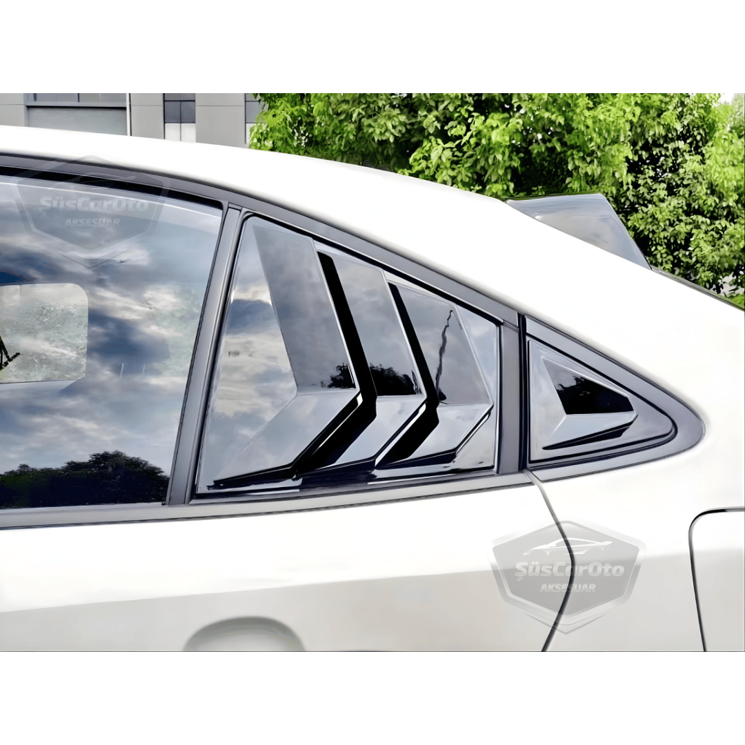 Toyota Corolla 2018 Sonrası E210 Uyumlu Kelebek Cam Izgarası Kelebek Cam Vizörü İthal Havalandırma Sağ Sol Takım Parlak Siyah 1.Sınıf image 2