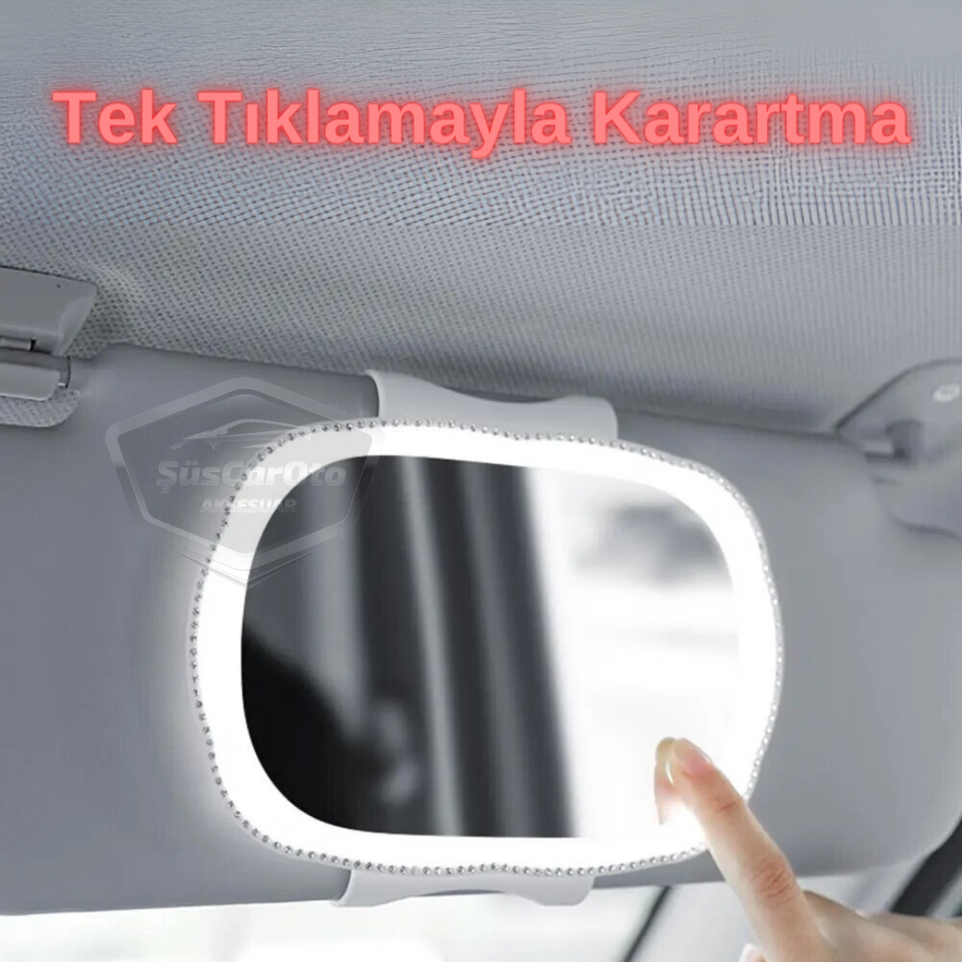 Üniversal Araç Ledli Güneşlik Aynası Geçmeli Oto İç Ayna Dokunmatik Şarjlı Aydınlatmalı Araba Makyaj Aynası Yüksek Netlik Beyaz image 9