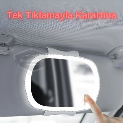 Üniversal Araç Ledli Güneşlik Aynası Geçmeli Oto İç Ayna Dokunmatik Şarjlı Aydınlatmalı Araba Makyaj Aynası Yüksek Netlik Beyaz image 9