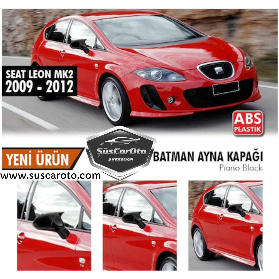 Seat Leon MK2 2009-2012 Batman Yarasa Ayna Kapağı Piano Black ABS Plastik image 0