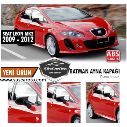 Seat Leon MK2 2009-2012 Batman Yarasa Ayna Kapağı Piano Black ABS Plastik image 0