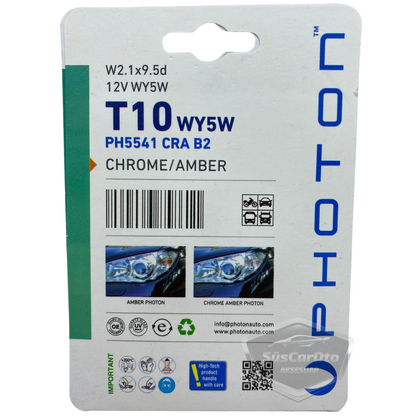 Photon Blister Minyatür Serisi Diadem Ampul Krom Amber Park Ampulü T10 WY5W 12V Turuncu Işık 2'li Takım image 2
