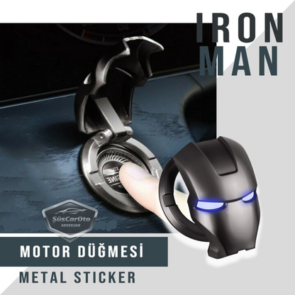 Start Stop Tuşu Kapağı Iron Man Metal Tuş Koruyucu Dekoratif Özel Çinko Alaşım Siyah image 0