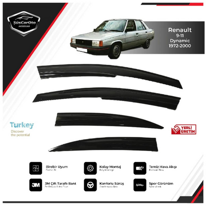 Renault 9-11 Broadway Fairway Spring Flash Tüm Kasalar İçin Uyumlu Mugen Cam Rüzgarlığı Seti 4'lü İthal image 3
