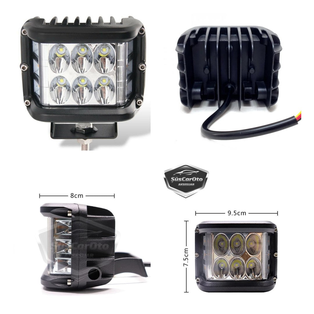 Off Road Led Lamba Delici Yayıcı Beyaz-Beyaz Flaşlı Kare Sis Farı Projektör 45W 12 Led Metal Arazi Çalışma Lambası 1 Adet image 7