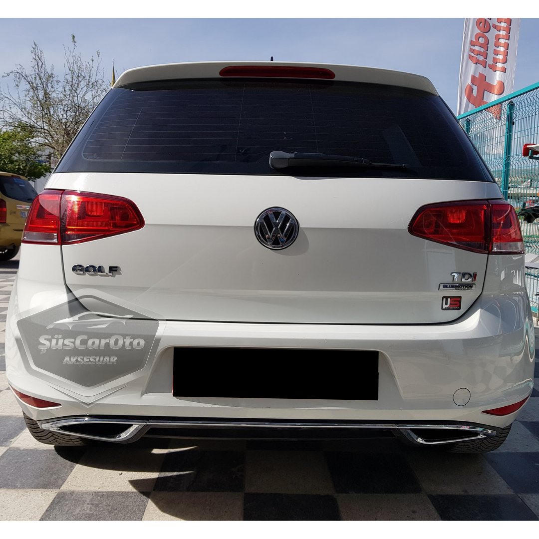 Vw Golf 7 Uyumlu Araca Özel Parlak Siyah OEM Arka Difüzör Highline Difizör Tırnaklı Krom Egzoz Çıkışlı Arka Tampon Eki İthal 1.Sınıf image 3