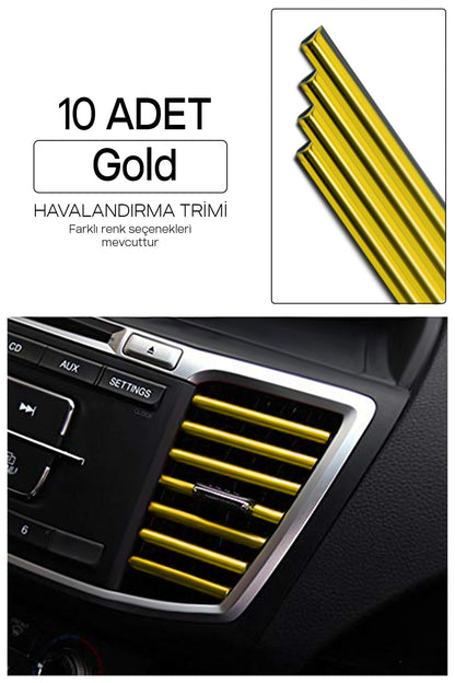 Araç İçi Klima Havalandırma Izgarası Dekoratif Şerit Trim Seti Gold image 0