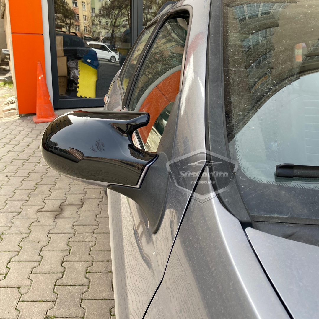 Renault Symbol 2008-2012 Thalia Uyumlu Batman Yarasa Ayna Kapağı Piano Black ABS Plastik image 1
