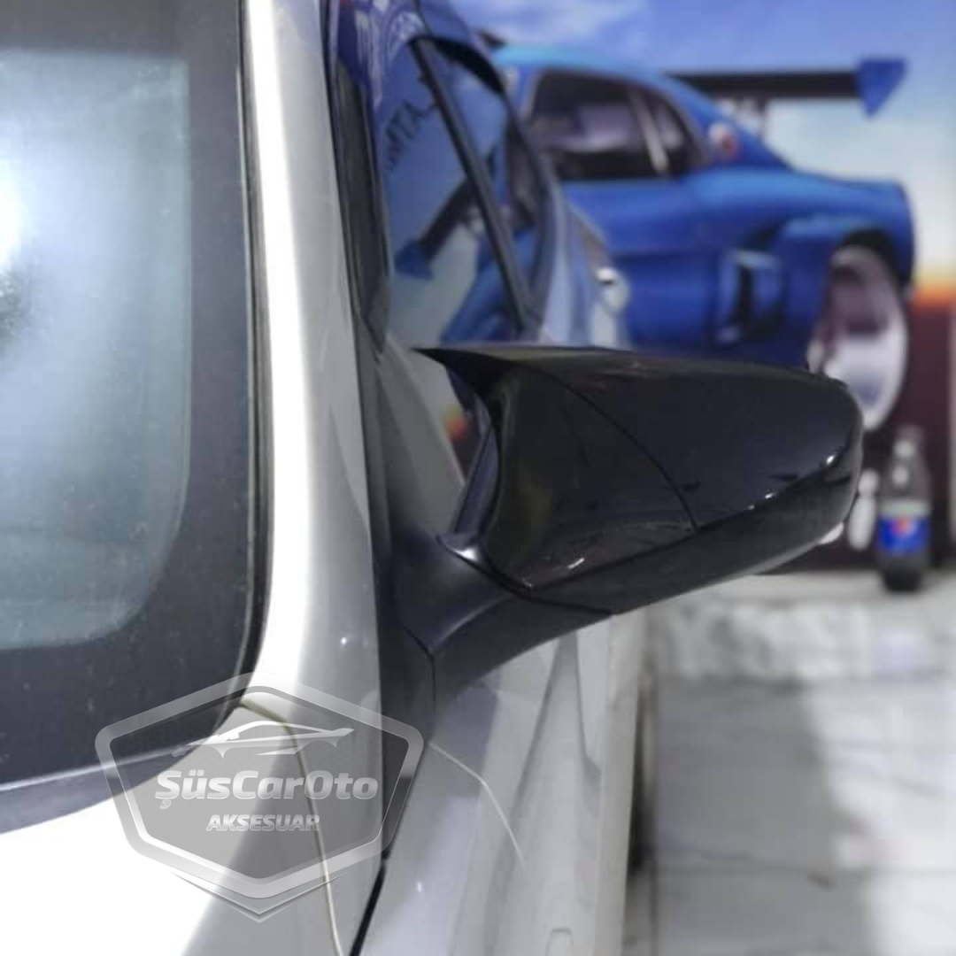 Hyundai Accent Blue 2010-2018 Sinyalsiz Batman Yarasa Ayna Kapağı Piano Black ABS Plastik image 1