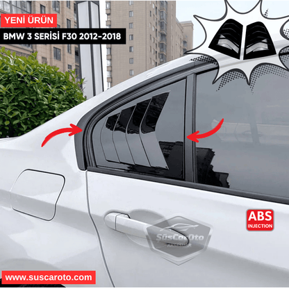 Bmw 3 Serisi F30 2012-2018 Uyumlu Kelebek Cam Izgarası Kelebek Cam Vizörü İthal Havalandırma Sağ Sol Takım Parlak Siyah 1.Sınıf image 0