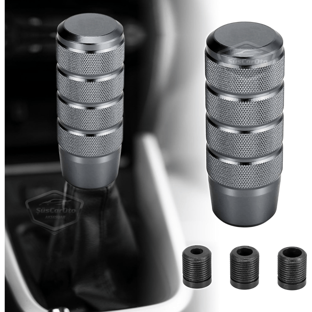 Üniversal 9.5 cm JDM Metal Spor Görünümlü Vites Topuzu Aparatlı Alüminyum Alaşım Otomatik-Manuel Yarış Vites Kolu Titanyum Gri image 0