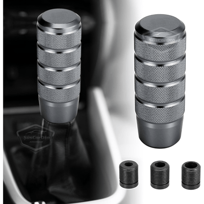 Üniversal 9.5 cm JDM Metal Spor Görünümlü Vites Topuzu Aparatlı Alüminyum Alaşım Otomatik-Manuel Yarış Vites Kolu Titanyum Gri image 0