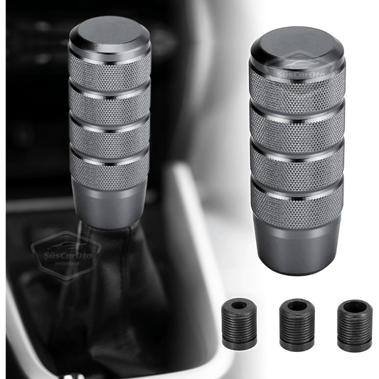 Üniversal 9.5 cm JDM Metal Spor Görünümlü Vites Topuzu Aparatlı Alüminyum Alaşım Otomatik-Manuel Yarış Vites Kolu Titanyum Gri image 0