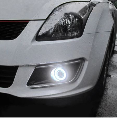 Üniversal Mercekli Angel Sis Farı Metal Su Geçirmez 76 mm Beyaz Halkalı Angel Eyes image 3