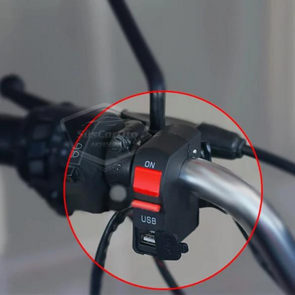 Motosiklet Atv Elektrikli Bisiklet Jetski 12V Açma Kapama Düğmesi Butonu Far Anahtarı USB Şarj Soketi Su Geçirmez 22 mm Gidon Montaj Çok Fonksiyonlu USB Şarj Cihazı image 2