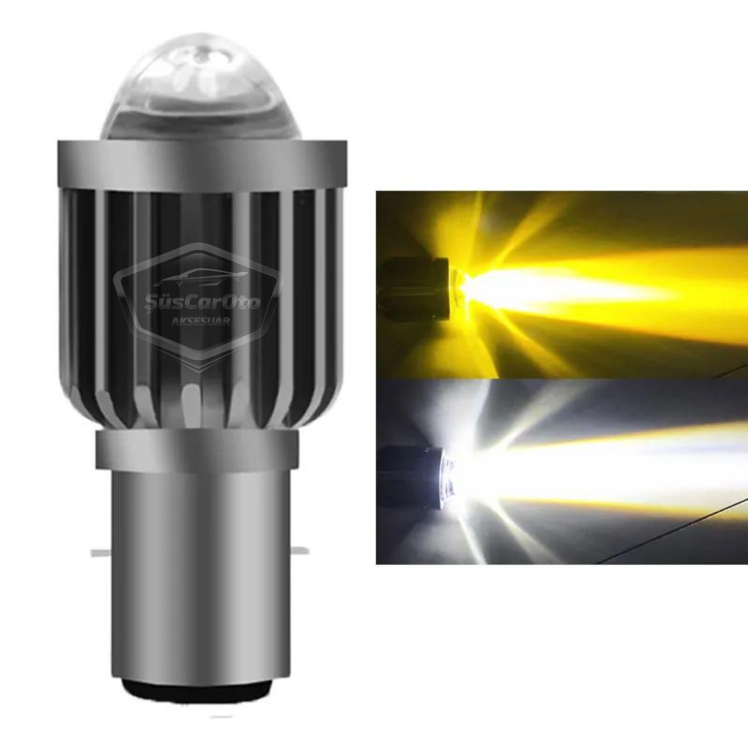 Otomobil Araç Motosiklet Mercekli Far Ampulü Led Far Çift Renk Sarı-Beyaz CSP Led Lamba Delici Yayıcı S2 Uzun Kısa 1 Adet BA20D H6 image 0