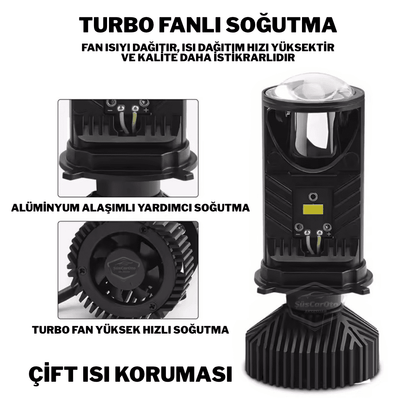 H4 Lazer Mercekli Far Ampulü Ufuk Çizgili Otomobil Araç Motosiklet Uyumlu Profesyonel Mini Projektör LED Beyaz Led Xenon Lamba Şimşek Etkili Uzun Kısa 2 Adet 9/36v image 1