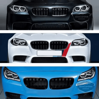 Bmw 5 Serisi F10 2010-2017 Uyumlu Ön Panjur Böbrek M5 Görünüm Izgara Çift Çizgi İthal Piano Black 1.Sınıf Sağ Sol Takım image 3