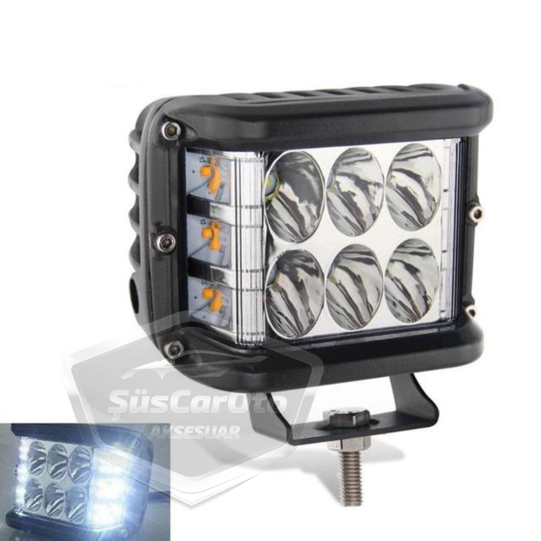 Off Road Led Lamba Delici Yayıcı Beyaz-Beyaz Flaşlı Kare Sis Farı Projektör 45W 12 Led Metal Arazi Çalışma Lambası 1 Adet image 6