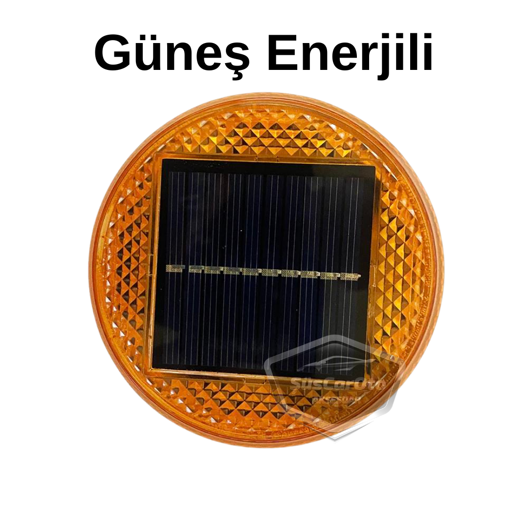 Güneş Enerjili Mıknatıslı Çakarlı Tavan Tepe Lambası Yuvarlak Tip Off Road Ambulans İtfaiye Kurtarıcı Çakar Su Geçirmez Turuncu Kablosuz Tepe Çakar image 5