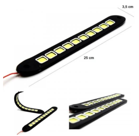 Carub 10 Led Gündüz Ledi Lamba 12V Sıralı Cob Elastik Beyaz 2 Adet image 2