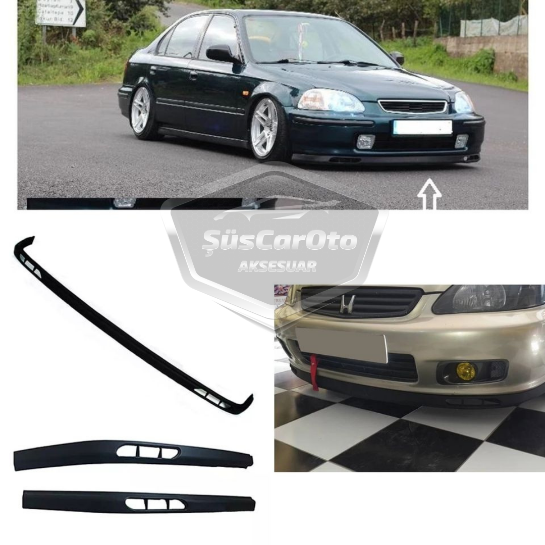 Honda Civic İES EK EJ 1996-2000 Uyumlu Üniversal Laguna Lip Esnek Ön Lip 2 Parça Tampon Altı Dil Karlık Ön Ek image 3