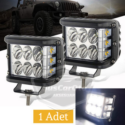 Off Road Led Lamba Delici Yayıcı Beyaz-Beyaz Flaşlı Kare Sis Farı Projektör 45W 12 Led Metal Arazi Çalışma Lambası 1 Adet image 0