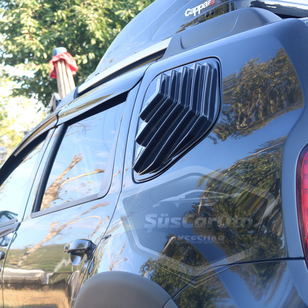 Dacia Duster 2010-2017 Uyumlu Kelebek Cam Izgarası Kelebek Cam Vizörü Havalandırma Sağ Sol Takım Parlak Siyah image 5